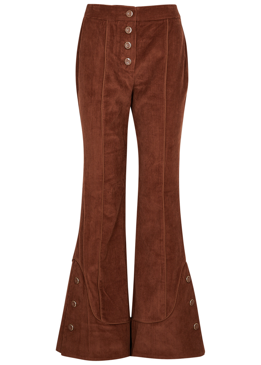 Farm Rio Flared-leg Corduroy Trousers In Brown