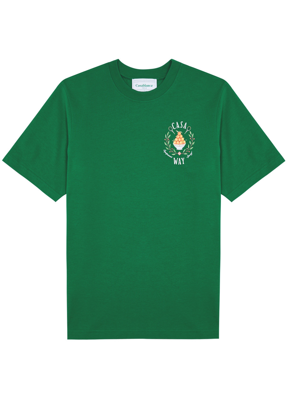 Shop Casablanca Casa Way Printed Cotton T-shirt In Dark Green