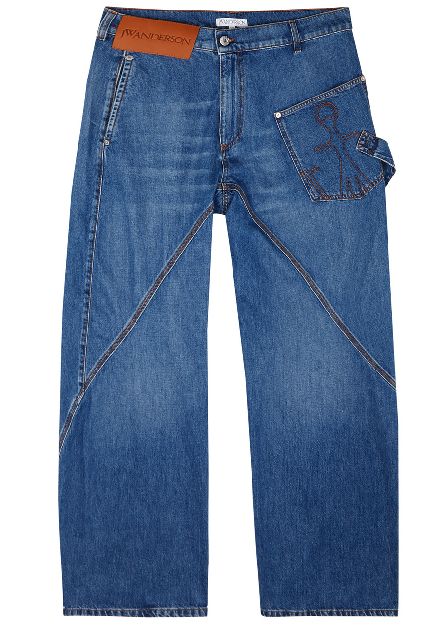 Shop Jw Anderson Twisted Wide-leg Jeans In Light Blue