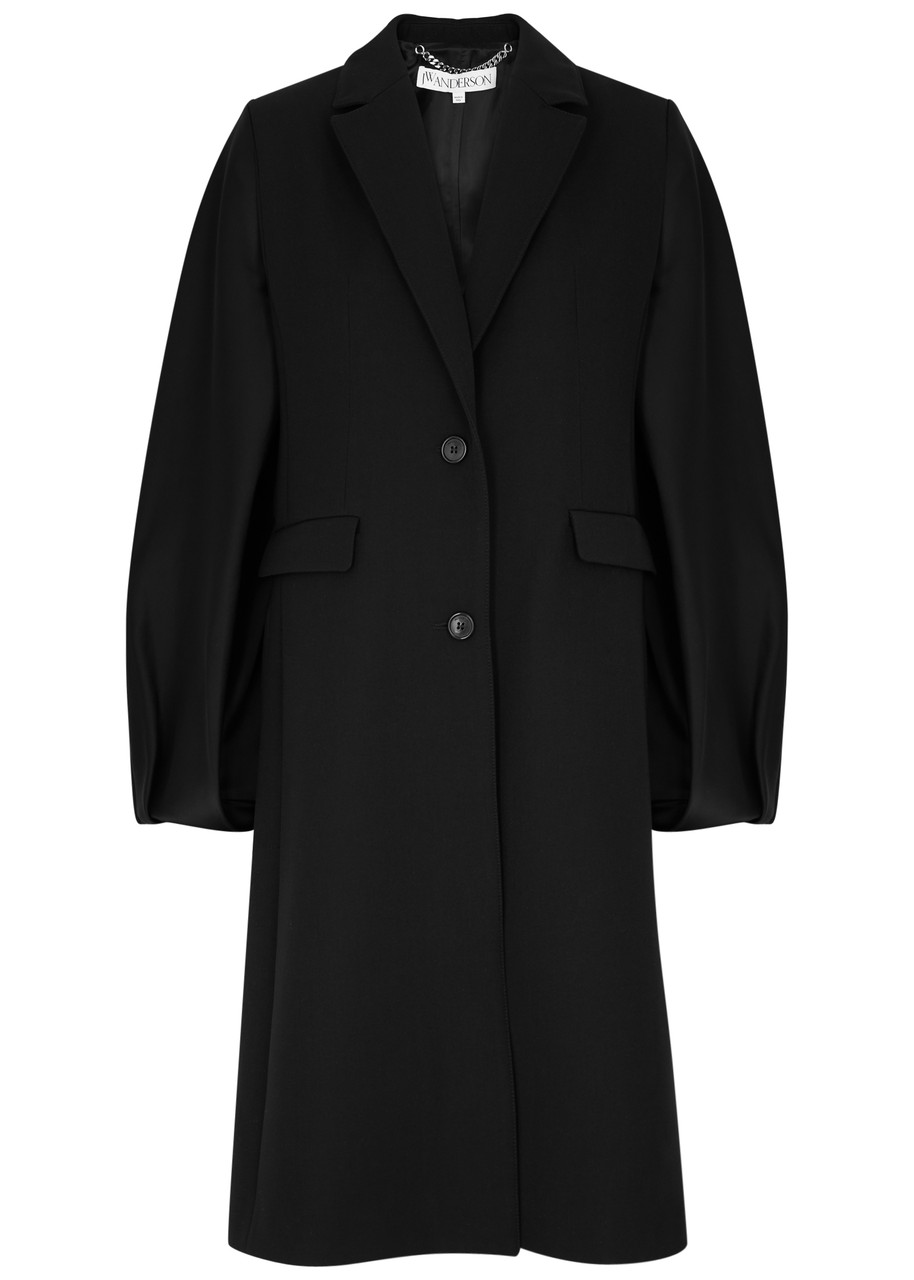 Shop Jw Anderson Balloon-sleeve Twill Coat In Black
