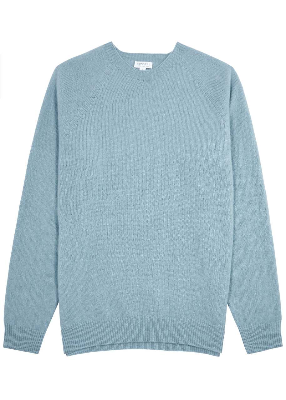 Sunspel Wool Jumper In Light Blue 2