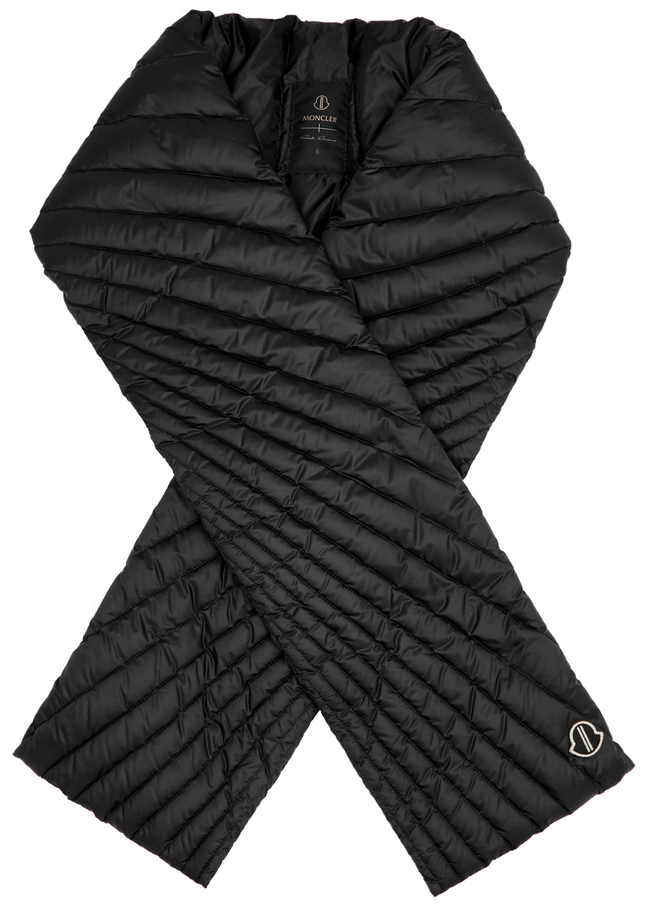 Rick Owens X Moncler Radiance Quilted Shell Scarf In Black