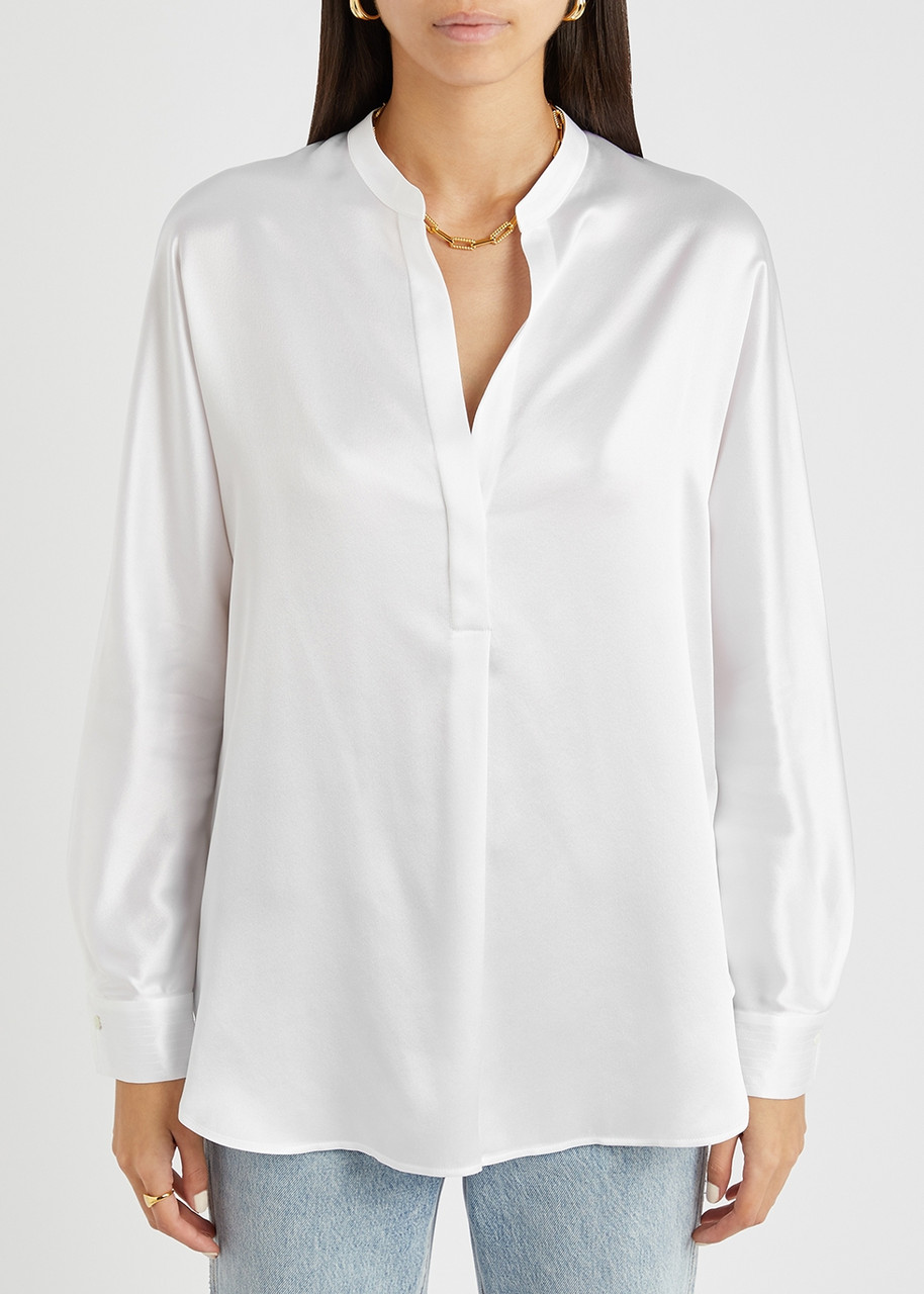  Vince Silk Blouse - White - L 