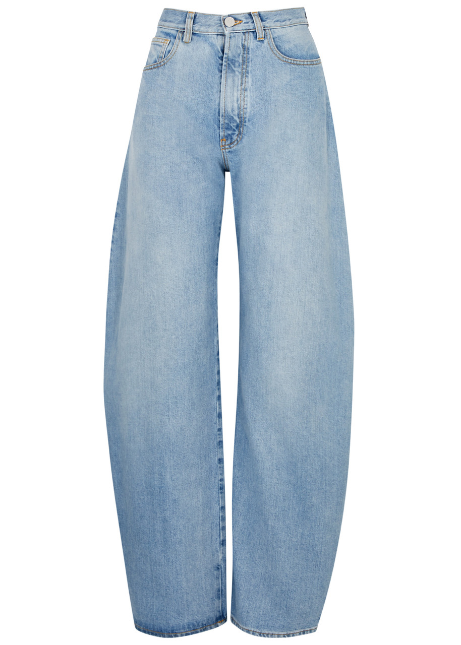 Alaïa Barrel-leg Tapered Jeans In Blue