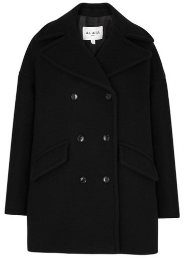 ALAÏA Double-breasted wool-blend pea coat | Harvey Nichols
