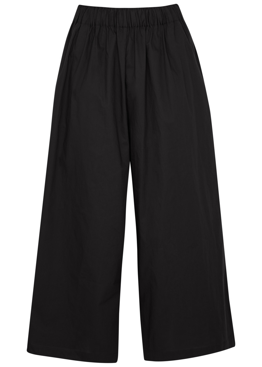 Foemina Tilly Cropped Wide-leg Cotton Trousers In Black