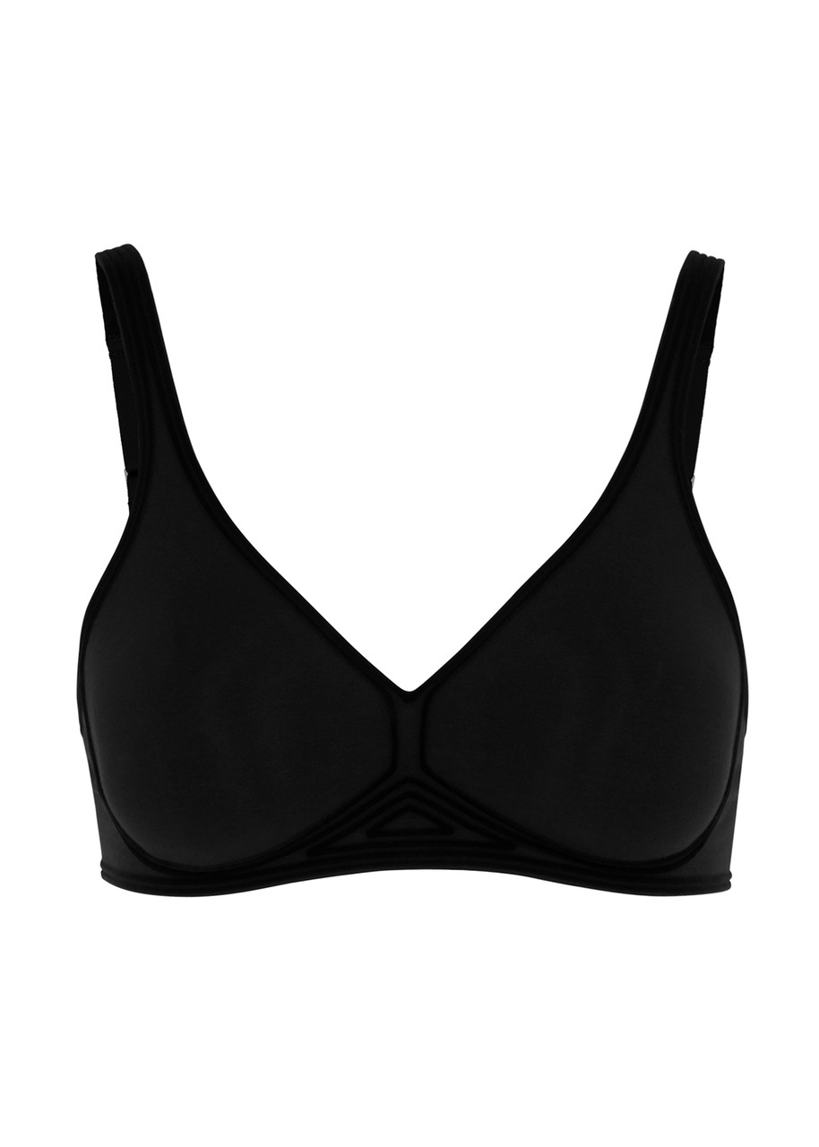 Shop Wolford Skin Seamless Stretch-cotton Soft-cup Bra In Black