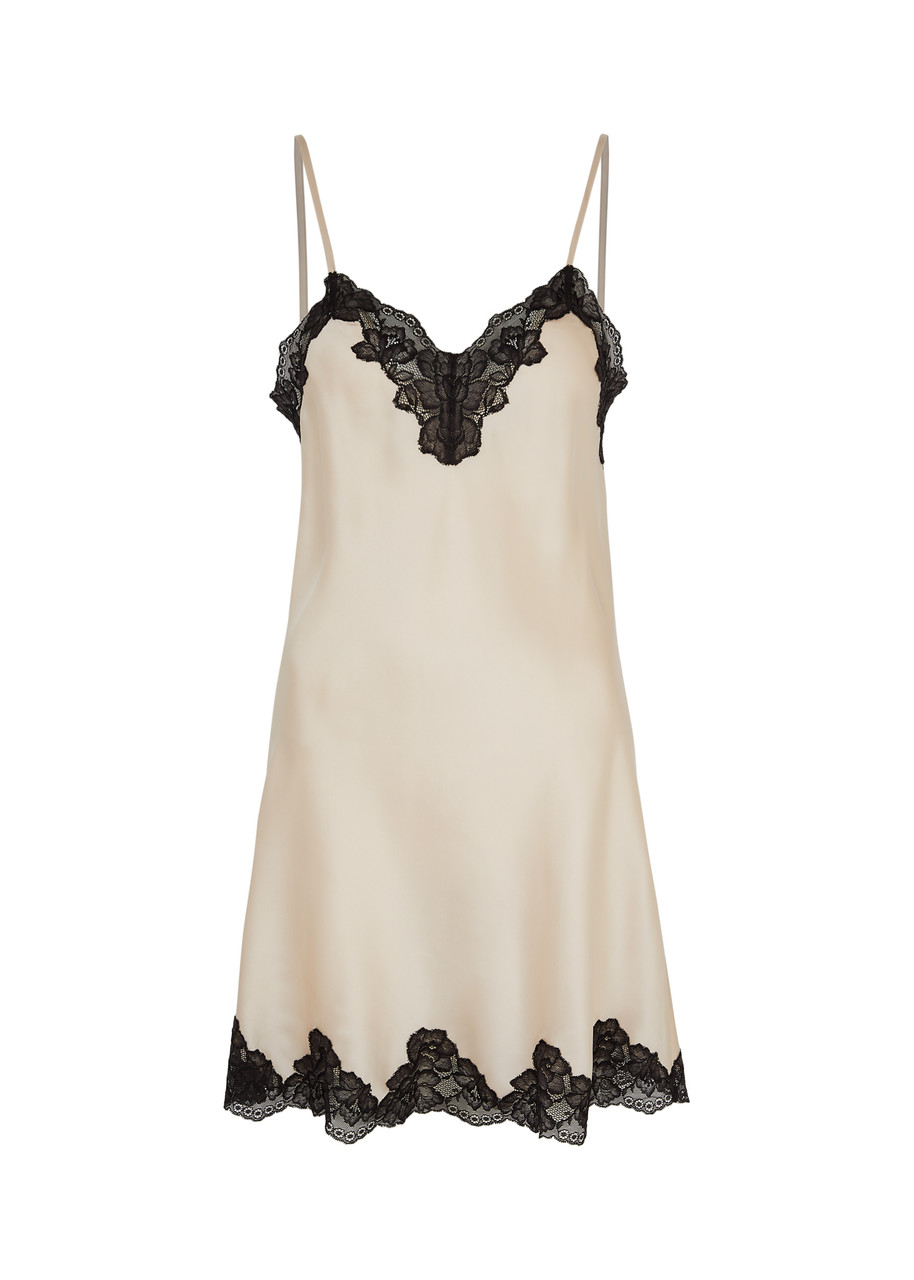 Nk Imode Morgan Lace-trimmed Silk Chemise In Cream