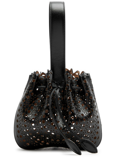 ALAIA】 Rose pearl-embellished leather bucket bag バッグ