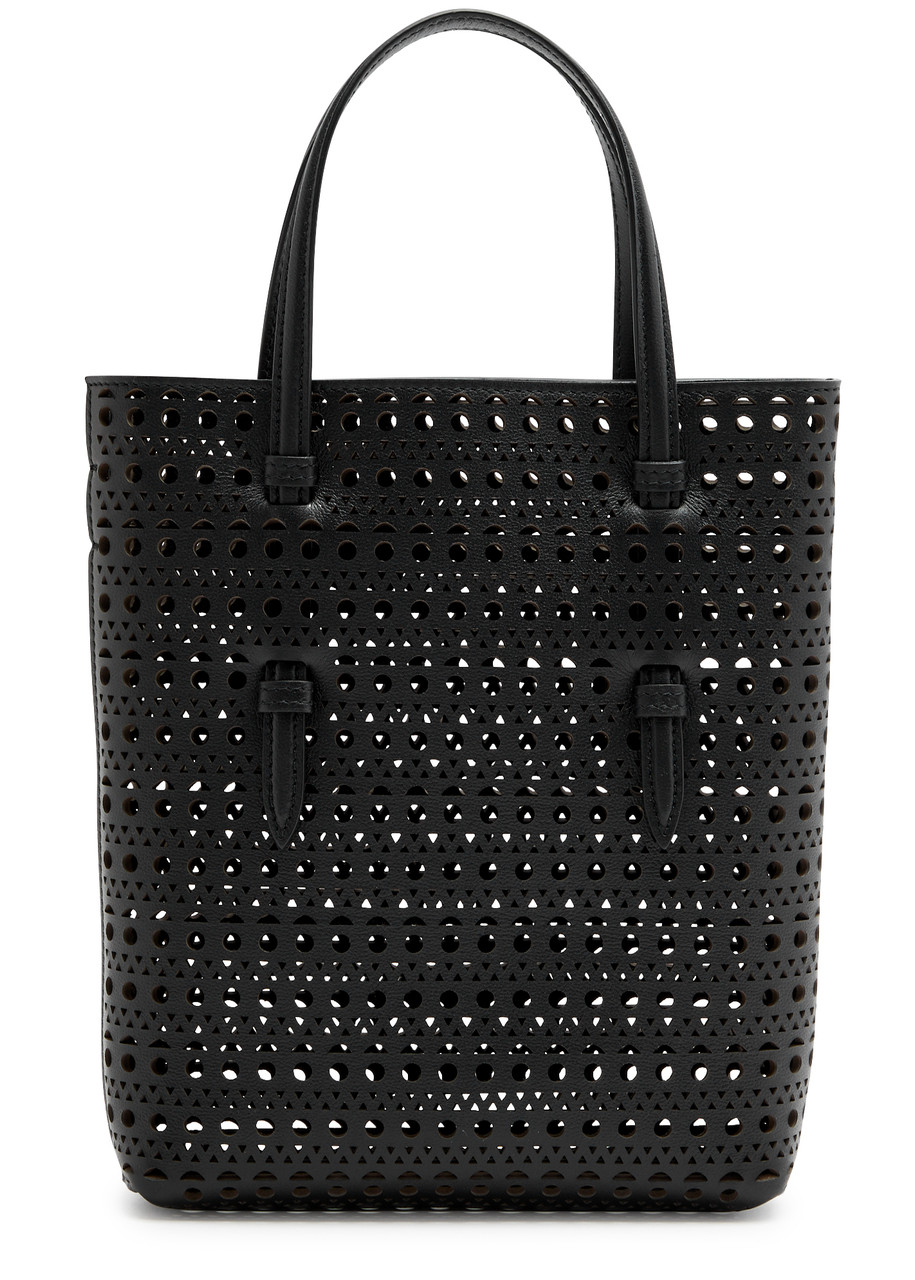 Alaïa Mina Laser-cut Leather Tote In Black