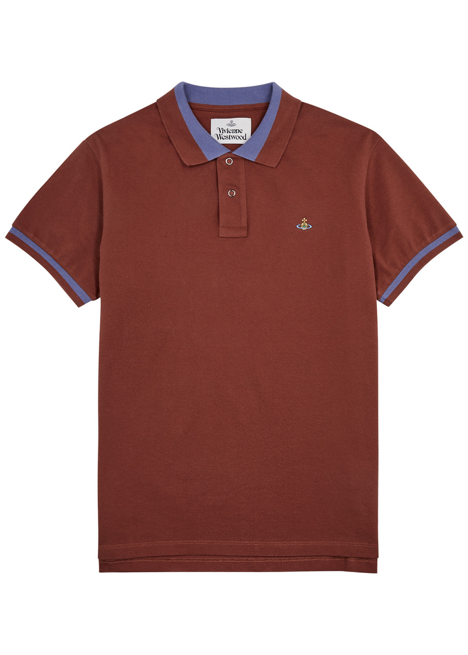 Shop Vivienne Westwood Logo-embroidered Piqué Cotton Polo Shirt In Red