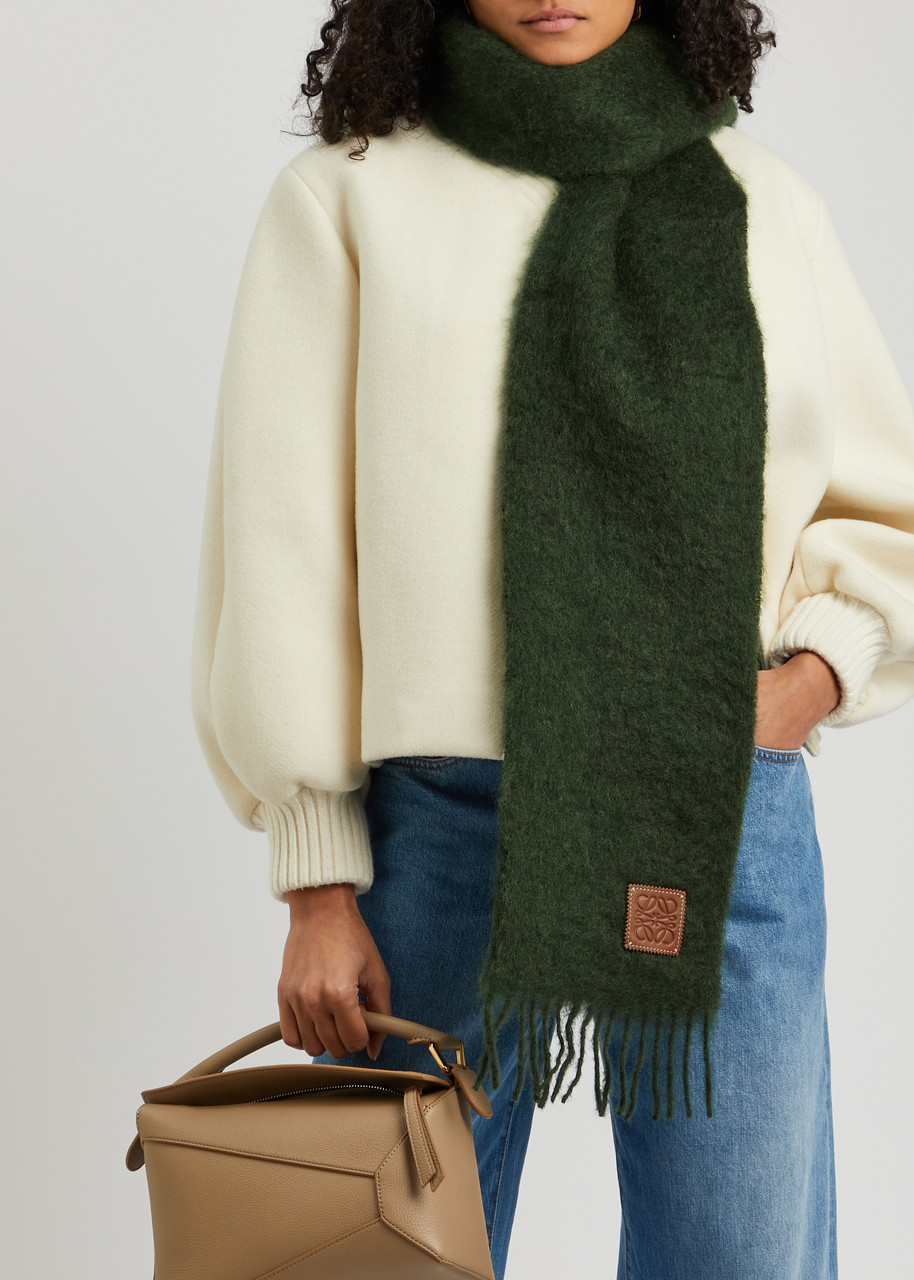  Loewe Anagram Mohair-blend Scarf - Green - One Size 