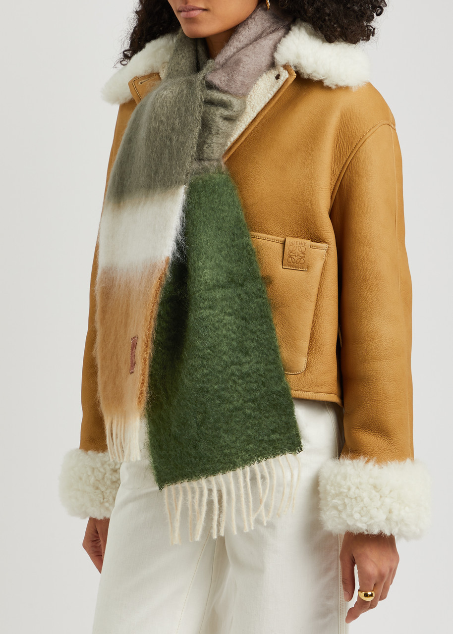 LOEWE LOEWE STRIPED MOHAIR-BLEND SCARF