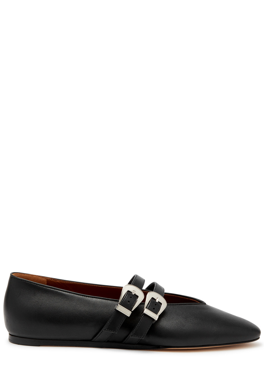 Le Monde Beryl Claudia Croc-embossed Leather Ballet Flats In Black