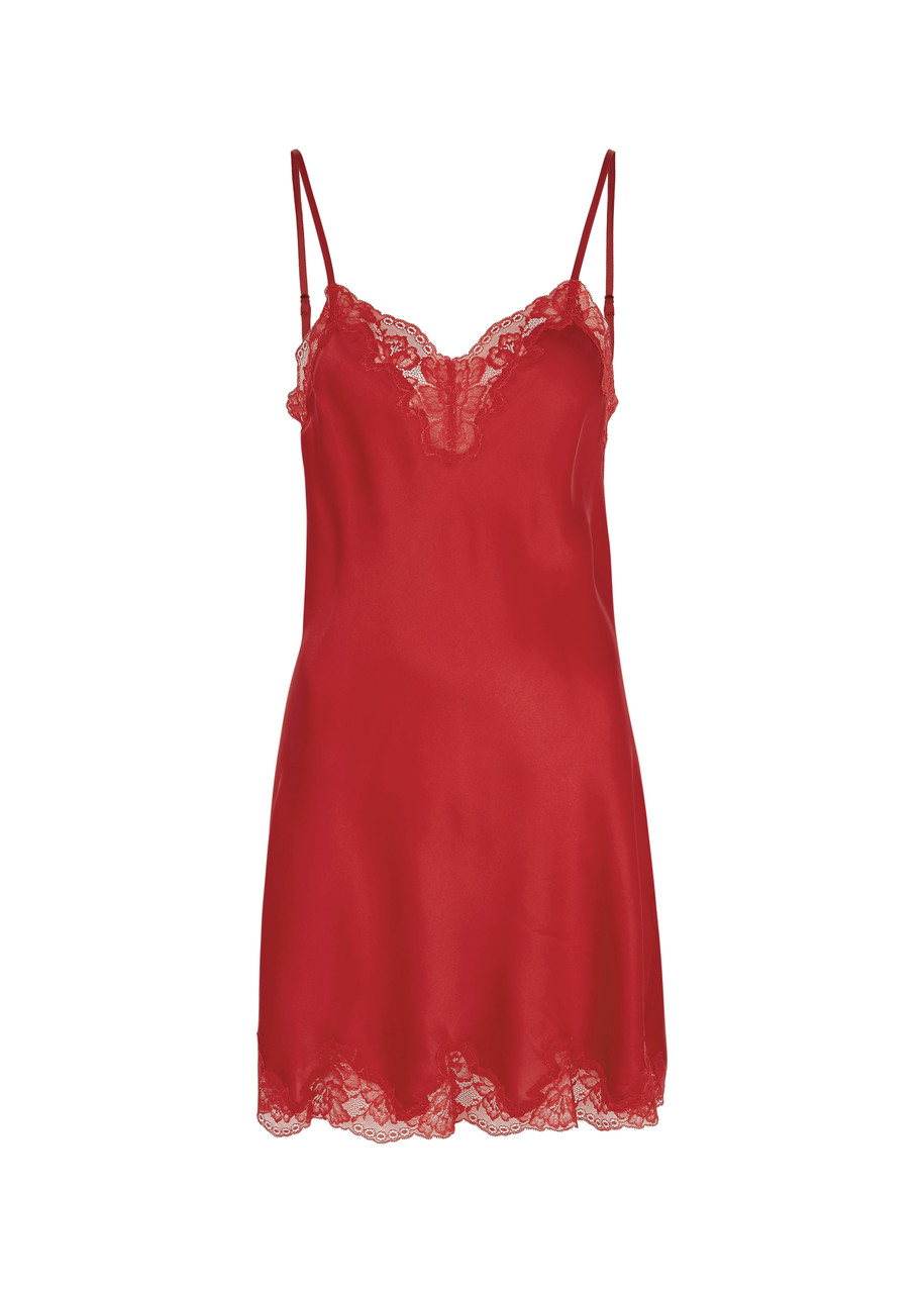 Nk Imode Morgan Lace-trimmed Silk Chemise In Red