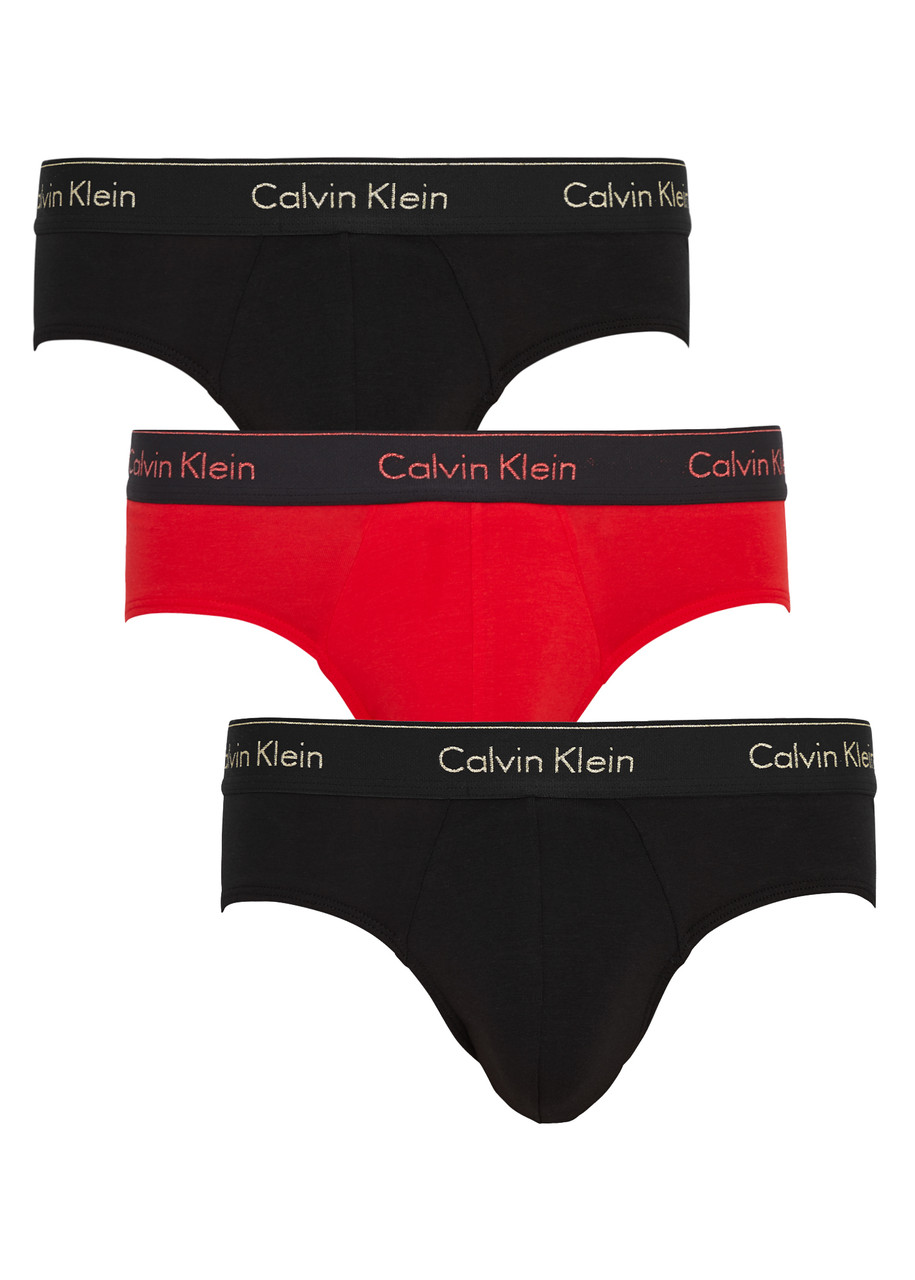 Calvin Klein Logo Stretch-cotton Briefs In Multicoloured