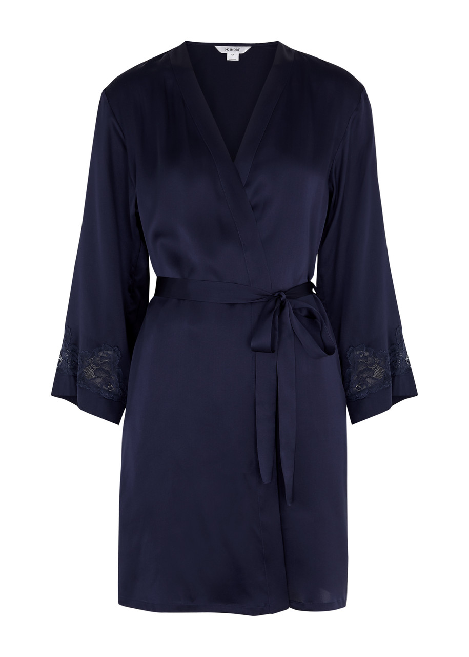 Nk Imode Morgan Silk Dressing Gown In Navy
