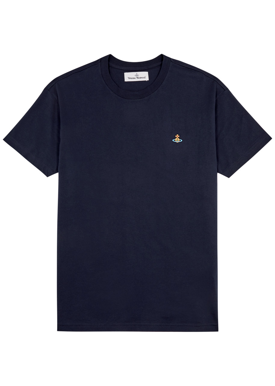 Vivienne Westwood Logo-embroidered Cotton T-shirt In Navy