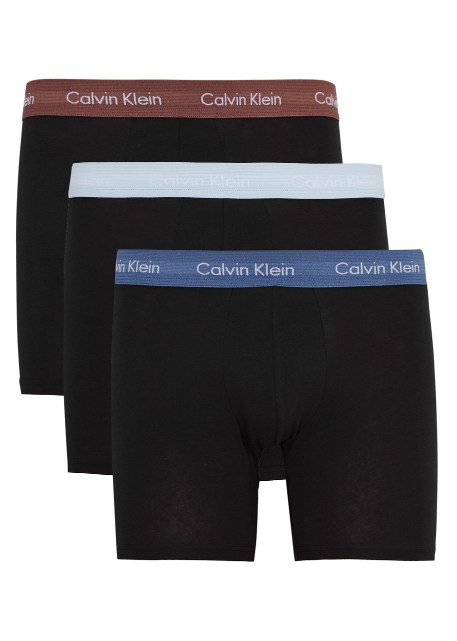 Calvin Klein Logo Stretch-cotton Boxer Briefs In Black