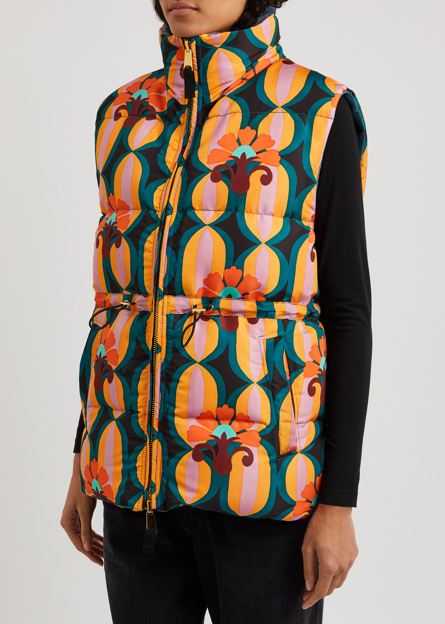  La Double J Printed Reversible Quilted Shell Gilet - Multicoloured - Xs (uk6 /xs) 