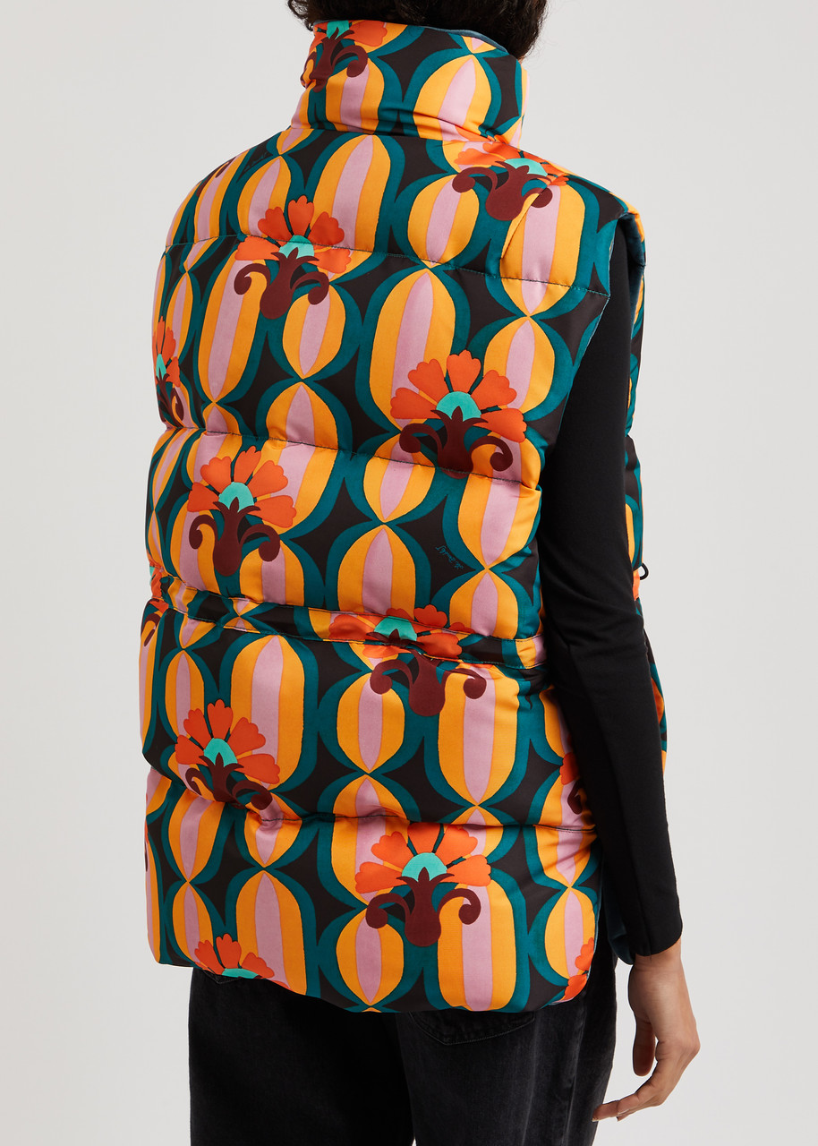  La Double J Printed Reversible Quilted Shell Gilet - Multicoloured - Xs (uk6 /xs) 