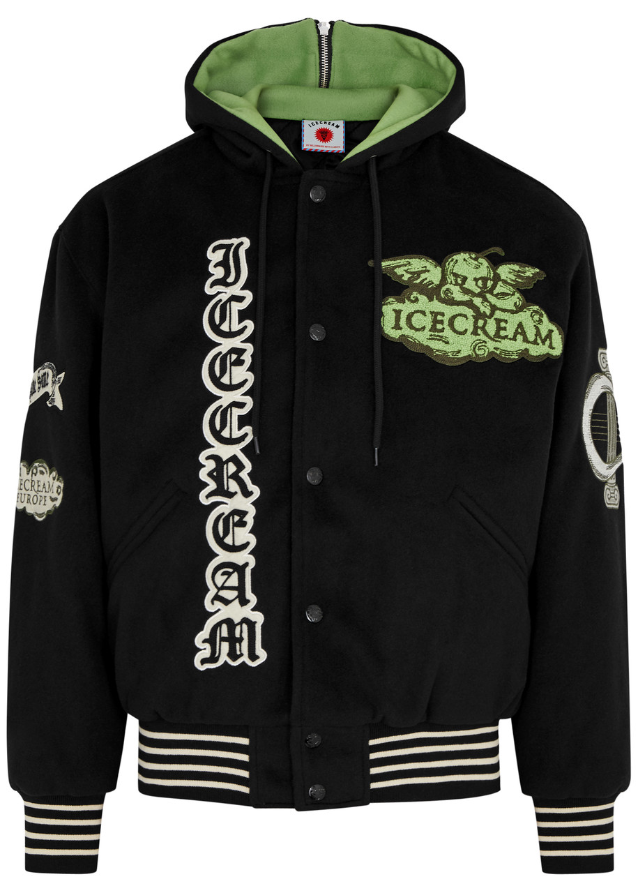 Ice Cream Cherub Logo Felt Varsity Jacket