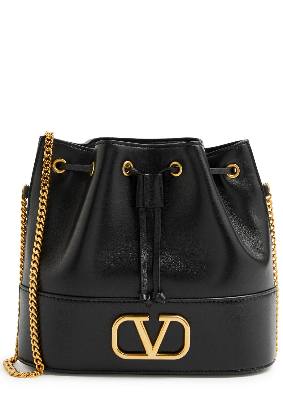 Valentino Garavani Vlogo Leather Bucket bag - Black - One Size