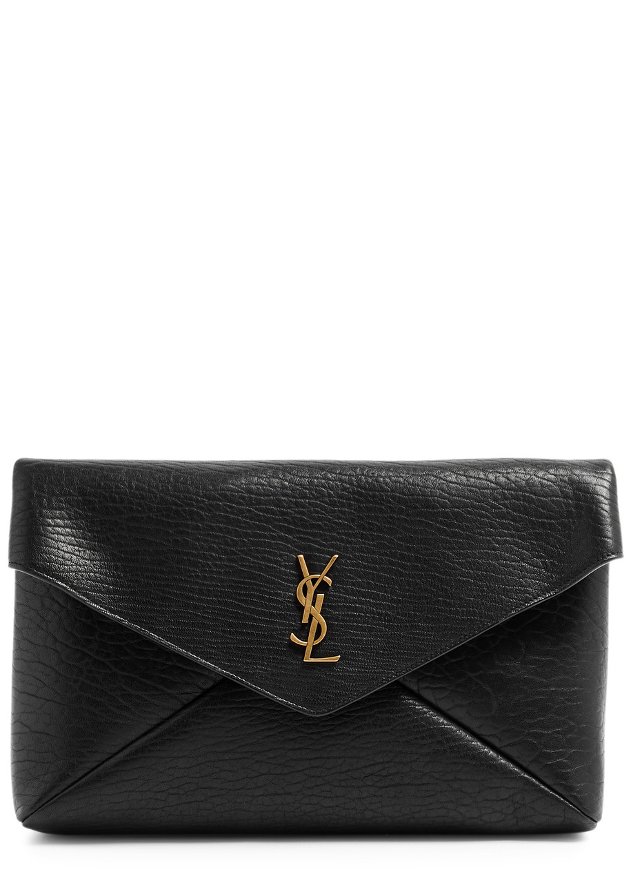 Saint Laurent Cassandre Grained Leather Pouch - Black - One Size