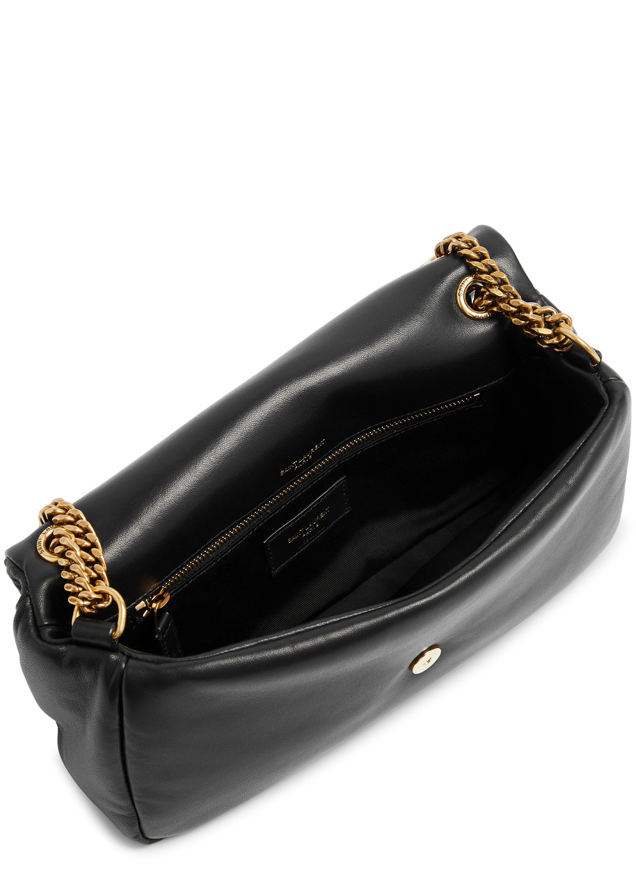 Saint Laurent Mono Small Leather Shoulder Bag In Black