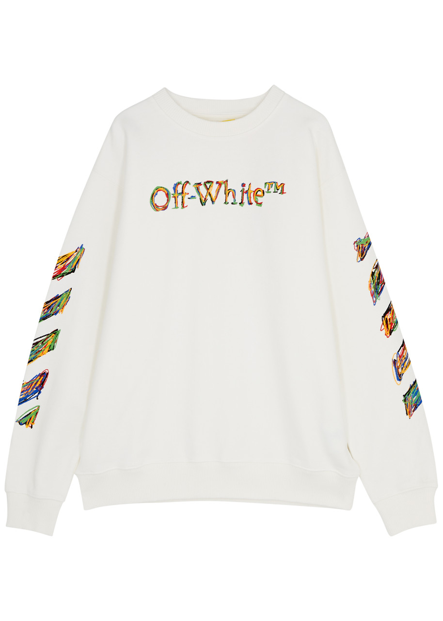 Off-white Kids Diag Logo Cotton Sweatshirt (12 Years) In White