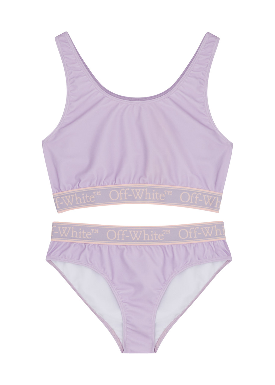 Off-white Kids Logo-jacquard Bikini Set (12-14 Years) In Lilac