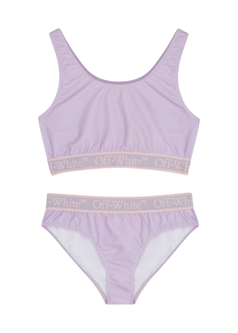 Shop Off-white Kids Logo-jacquard Bikini Set (4-10 Years) In Lilac