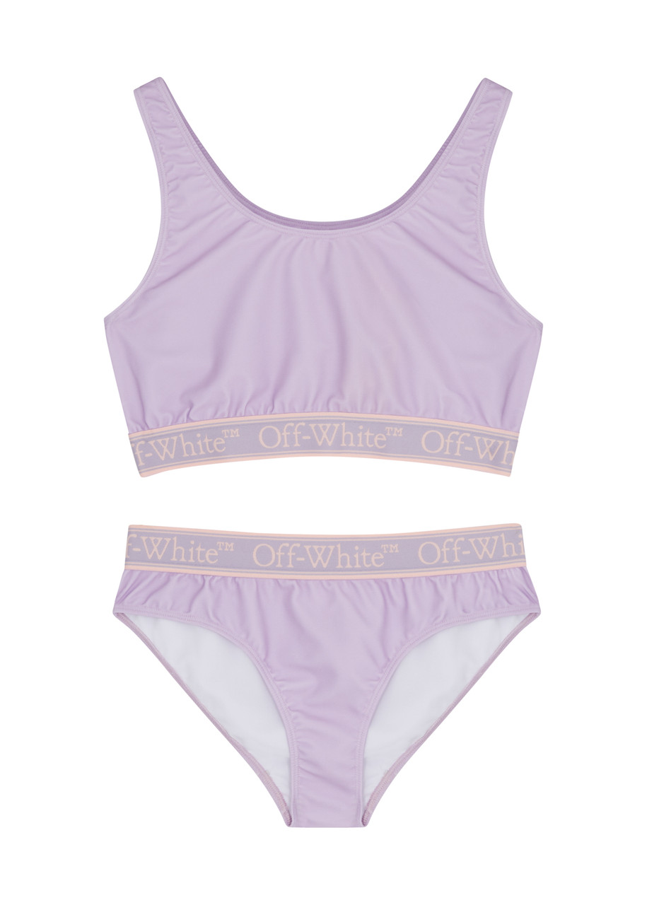 Off-white Bookish Logo-band Bikini Set In Lilac