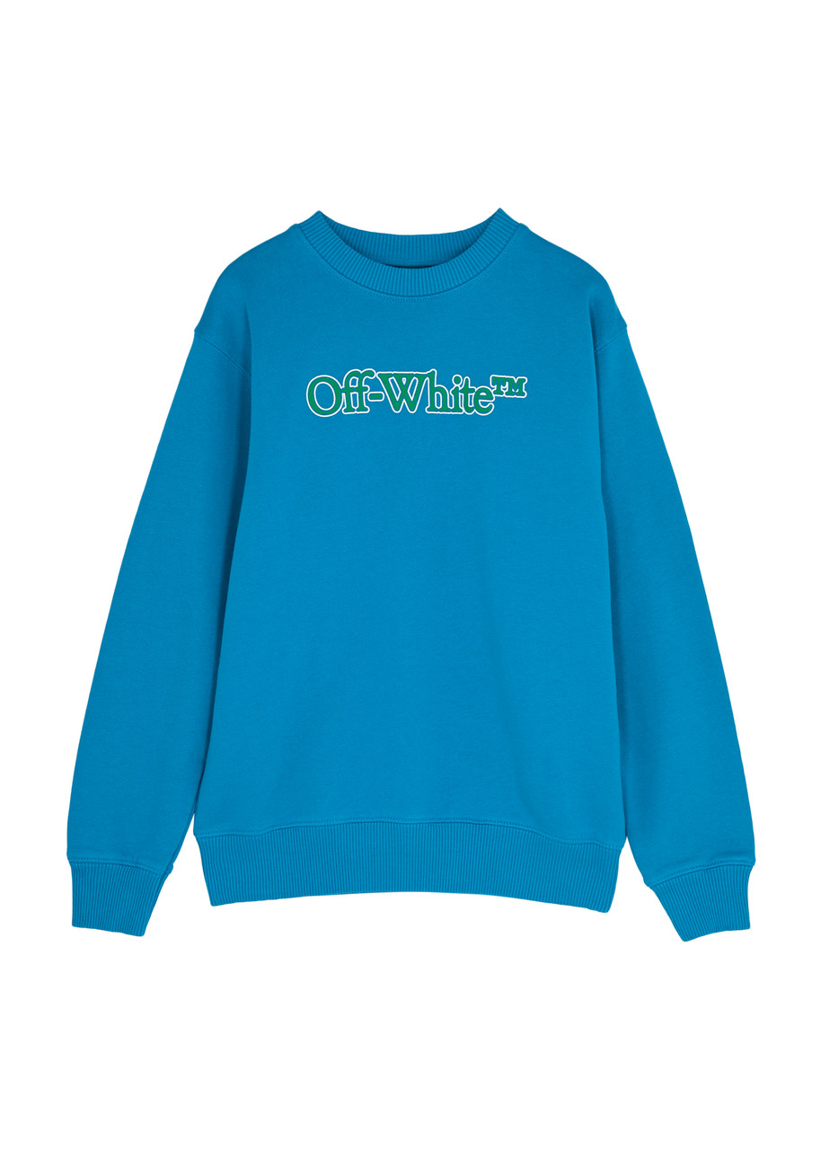Off-white Kids Logo-print Cotton Sweatshirt (4-10 Years) In Blue