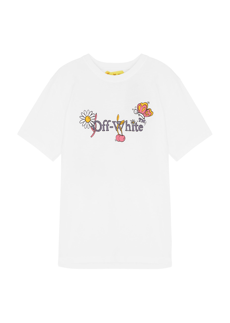 Off-white Kids Funny Flowers Printed Cotton T-shirt (12-14 Years)