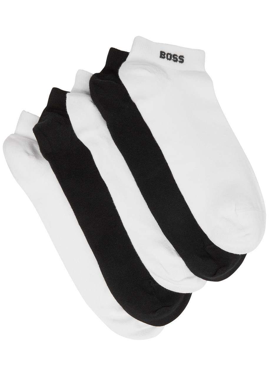 Hugo Boss Boss Logo-intarsia Cotton-blend Socks In Multicoloured