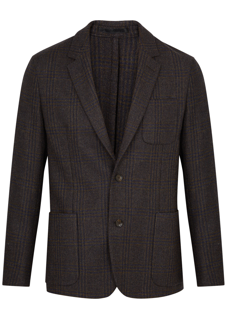 Paul Smith Checked Wool Blazer In Brown