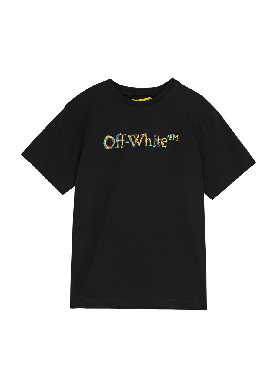 Off-white Kids Logo-print Cotton T-shirt In Black