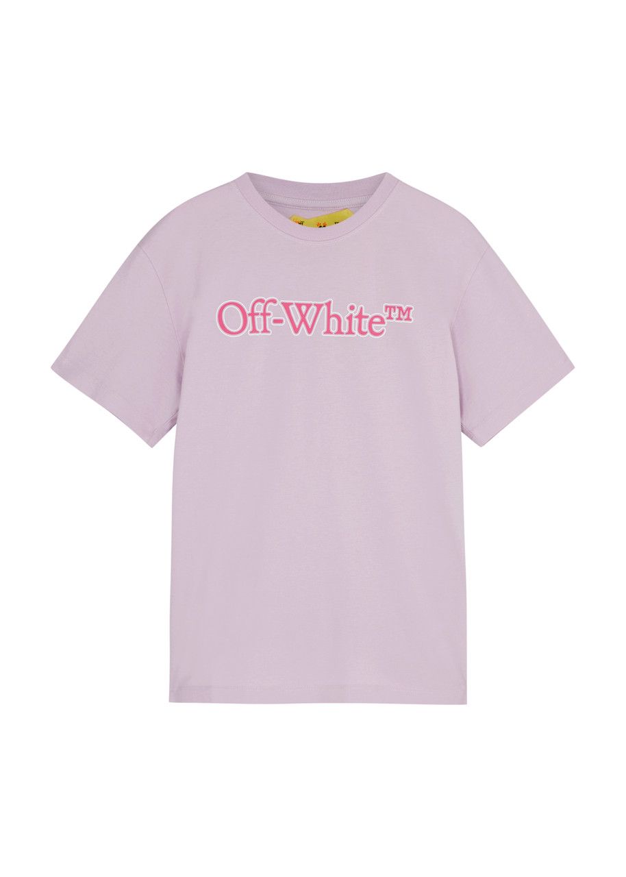 Off-white Kids Logo-print Cotton T-shirt (12-14 Years) In Lilac