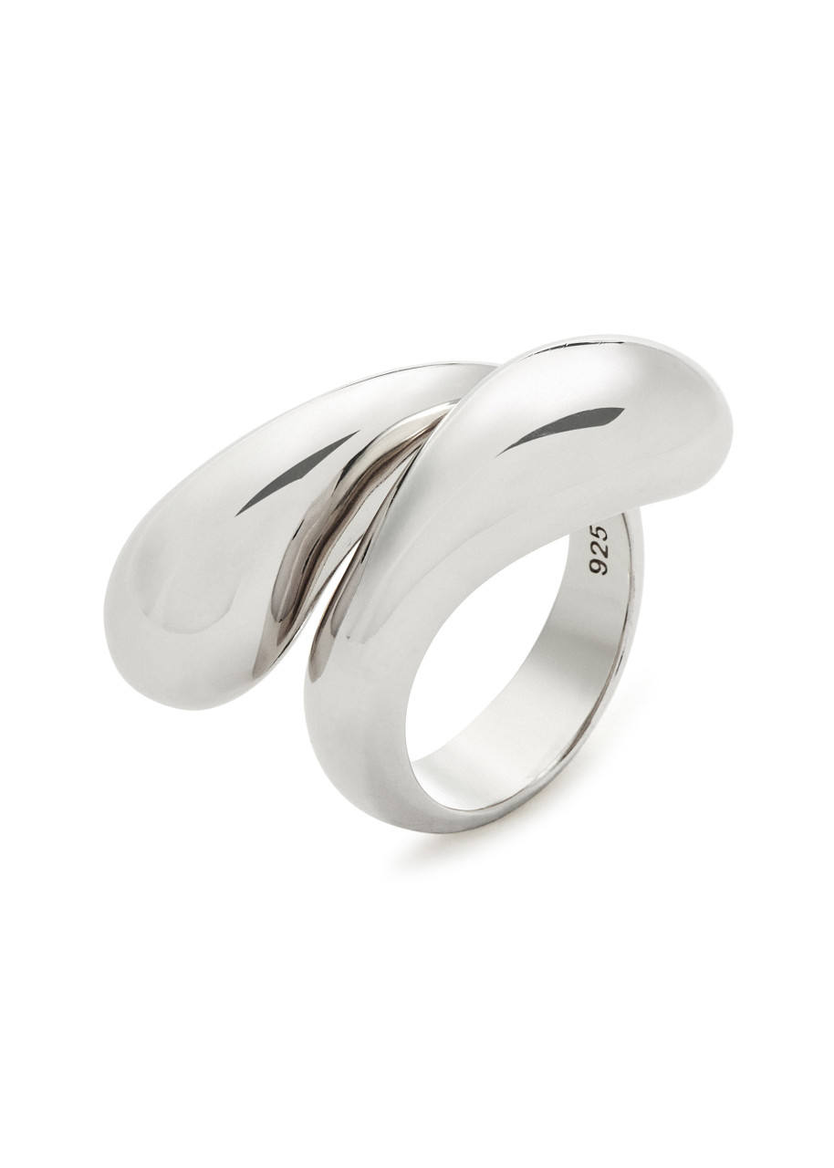 Missoma Savi Crossover Rhodium-plated Ring In Silver