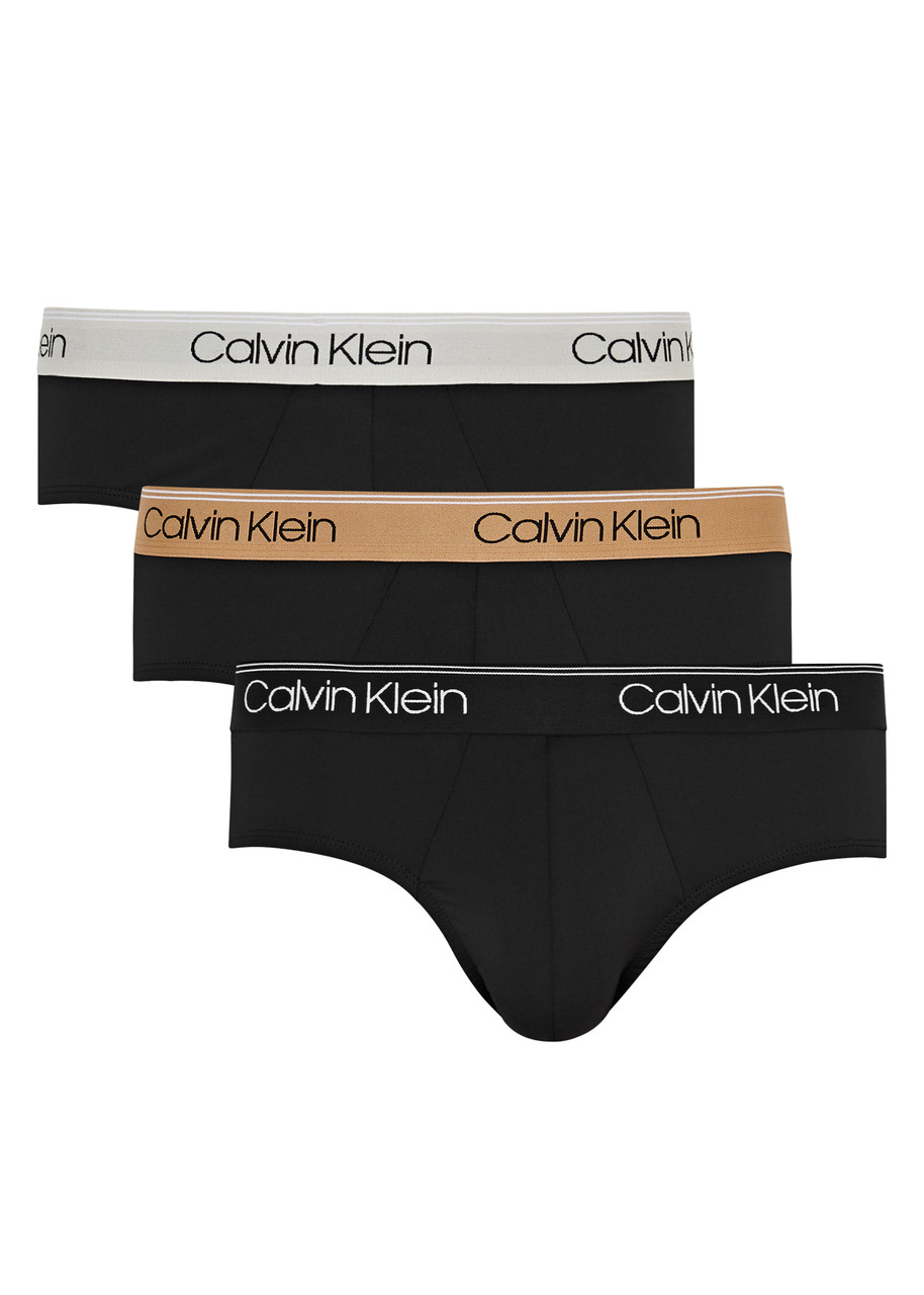 Calvin Klein Logo Stretch-jersey Briefs In Black
