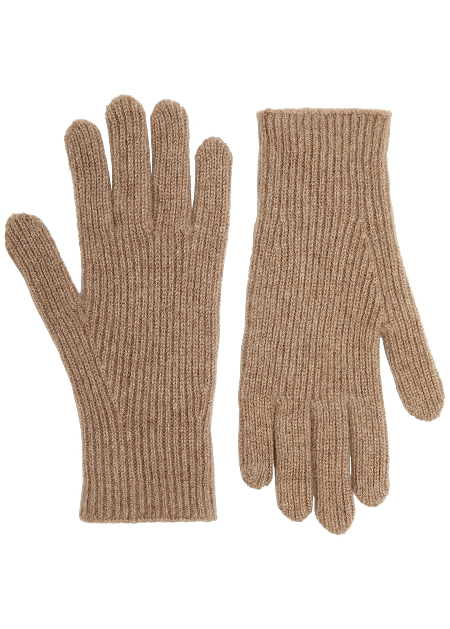 Totême Ribbed Cashmere-blend Gloves In Brown