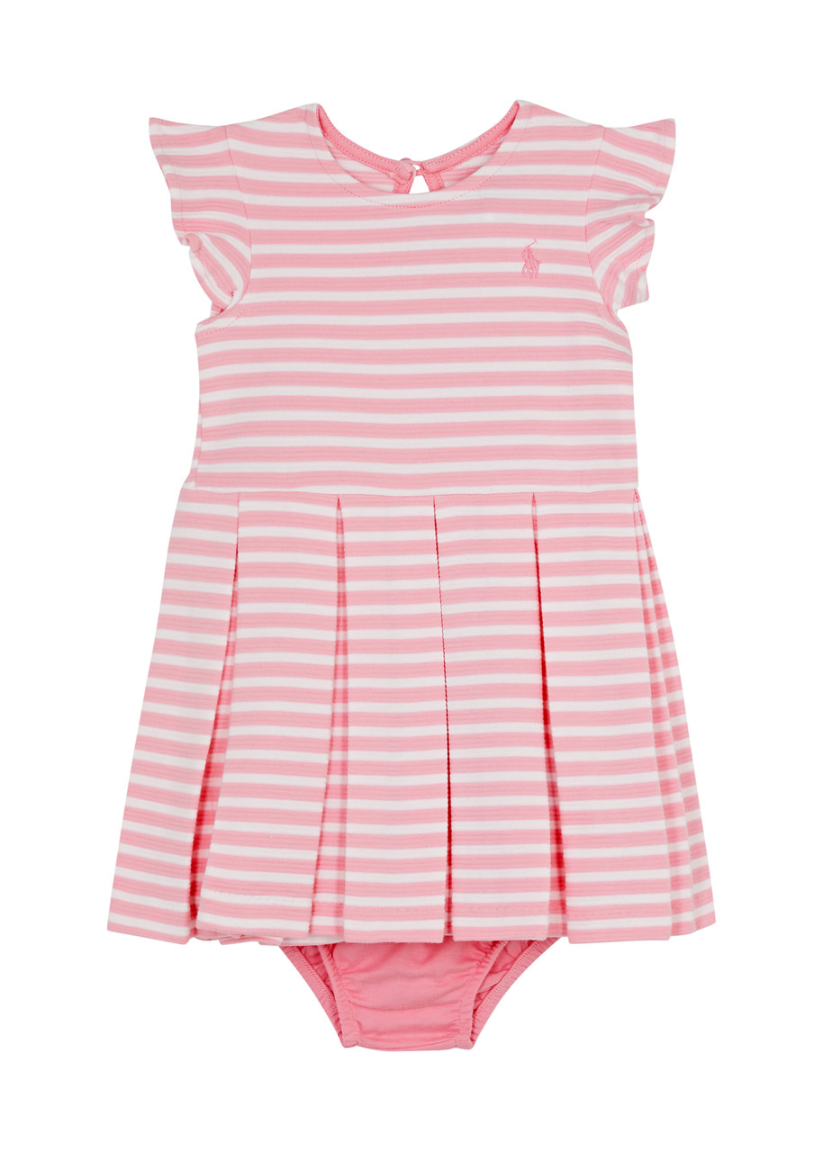 Shop Polo Ralph Lauren Kids Striped Stretch-jersey Dress And Bloomers Set In Pink