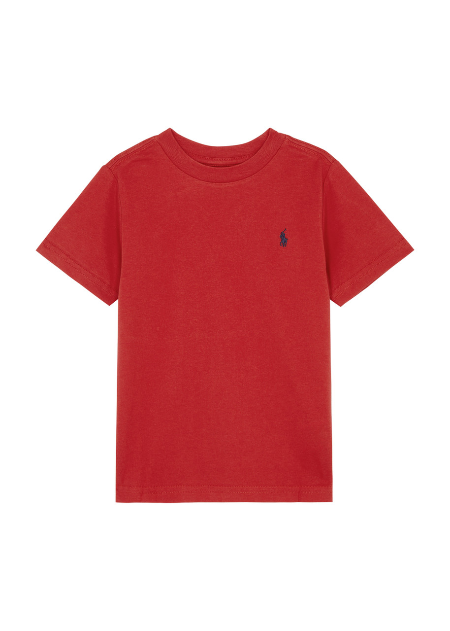 Shop Polo Ralph Lauren Kids Logo-embroidered Cotton T-shirt (1.5-6 Years) In Red
