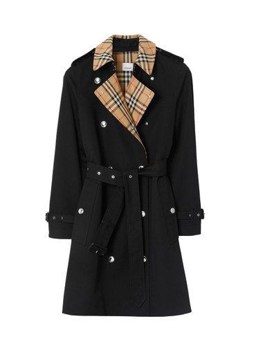 BURBERRY Short check collar gabardine trench coat | Harvey Nichols