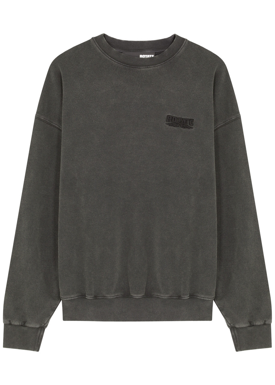 Rotate Birger Christensen Rotate Sunday Enzyme Embroidered Cotton Sweatshirt In Black