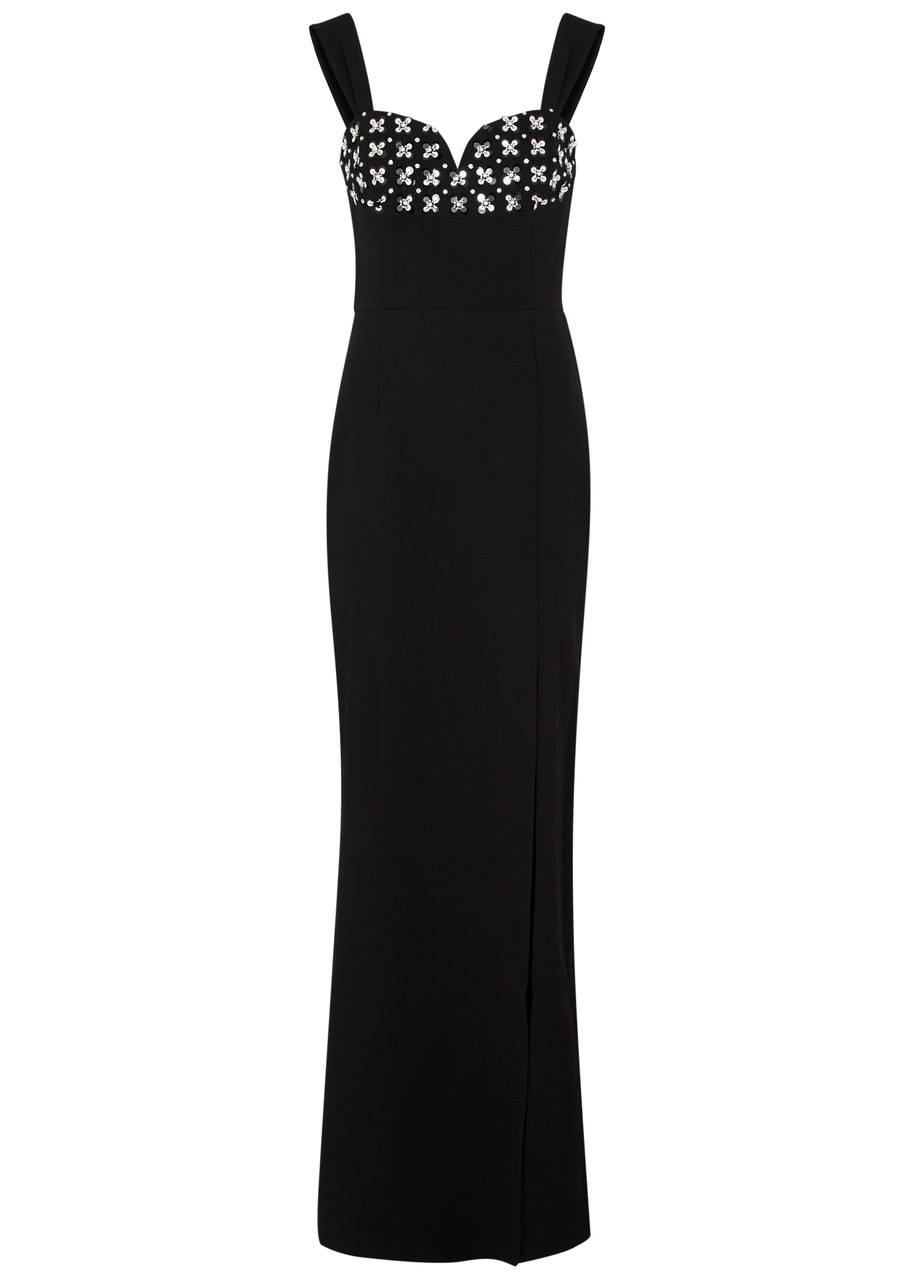 Shop Rebecca Vallance Bianca Sequin-embellished Gown In Black