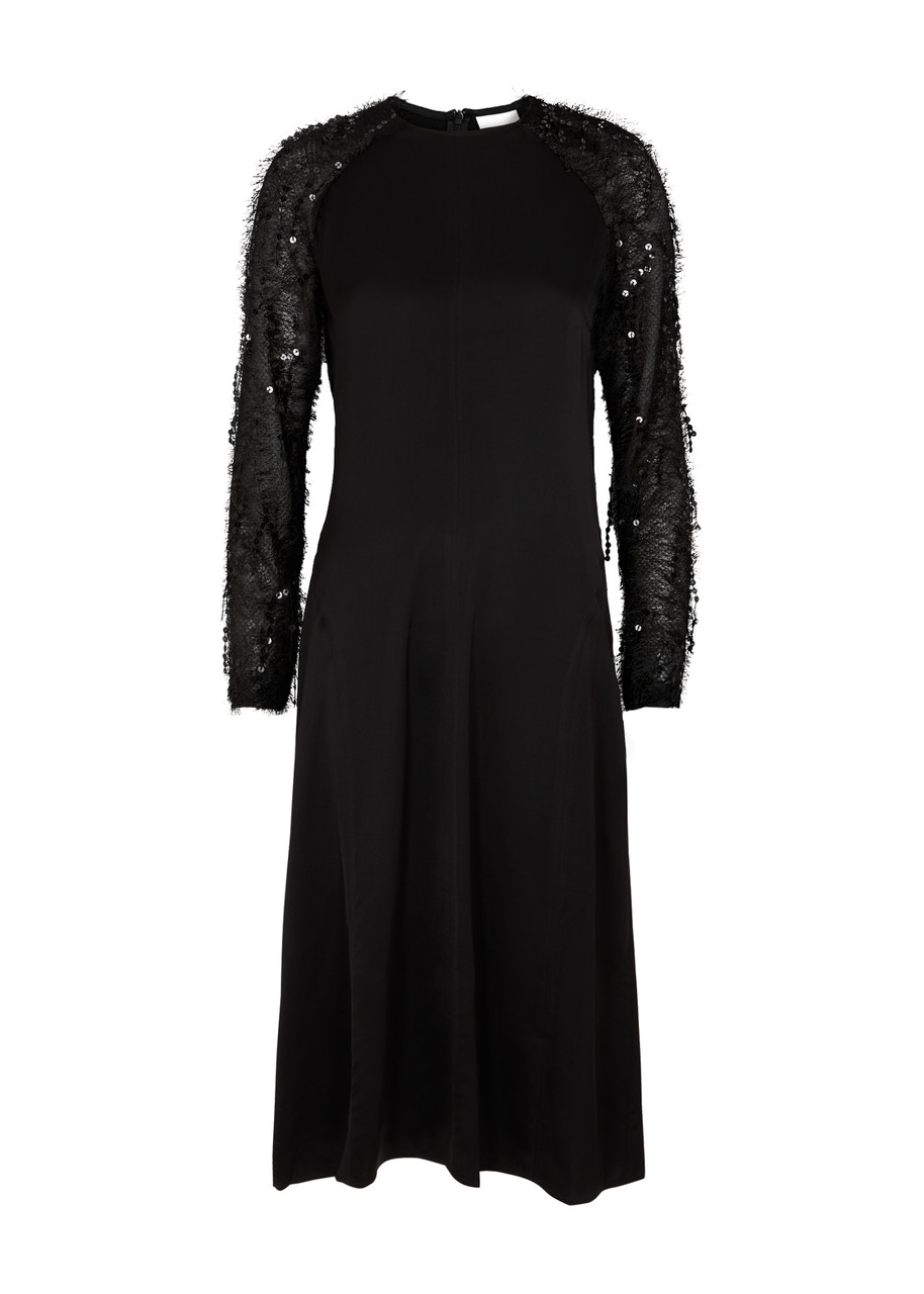 Day Birger Et Mikkelsen Quincy Embellished Satin Midi Dress In Black