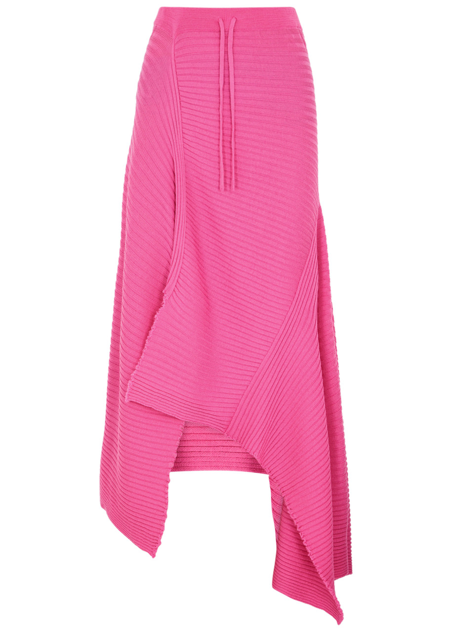 Marques' Almeida Asymmetric Ribbed Wool Midi Skirt