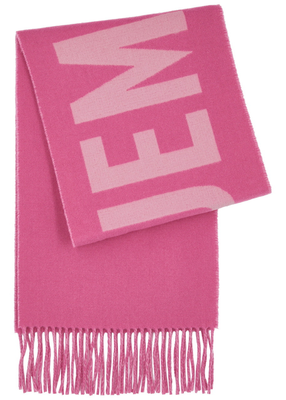 Jacquemus Le Écharpe Logo-intarsia Wool Scarf In Pink